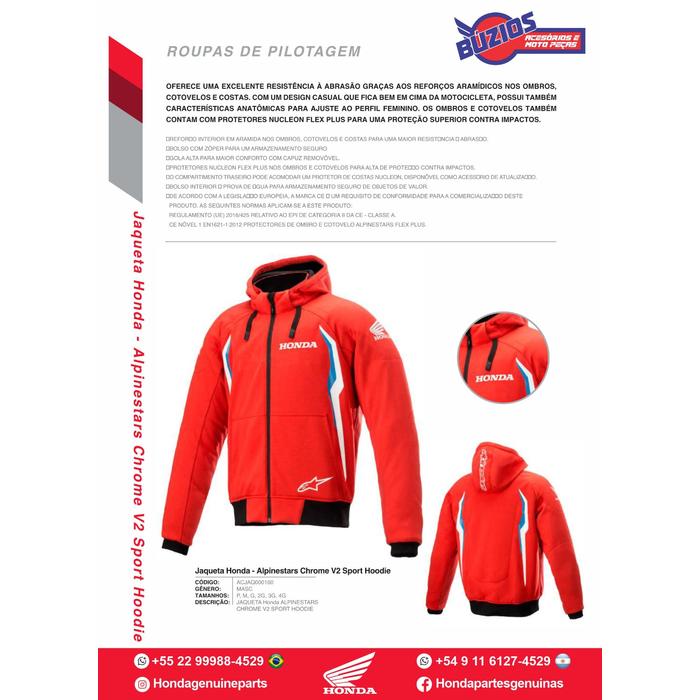 ACJAQ000160 Jaqueta Honda - Alpinestars Chrome V2 Sport Hoodie
