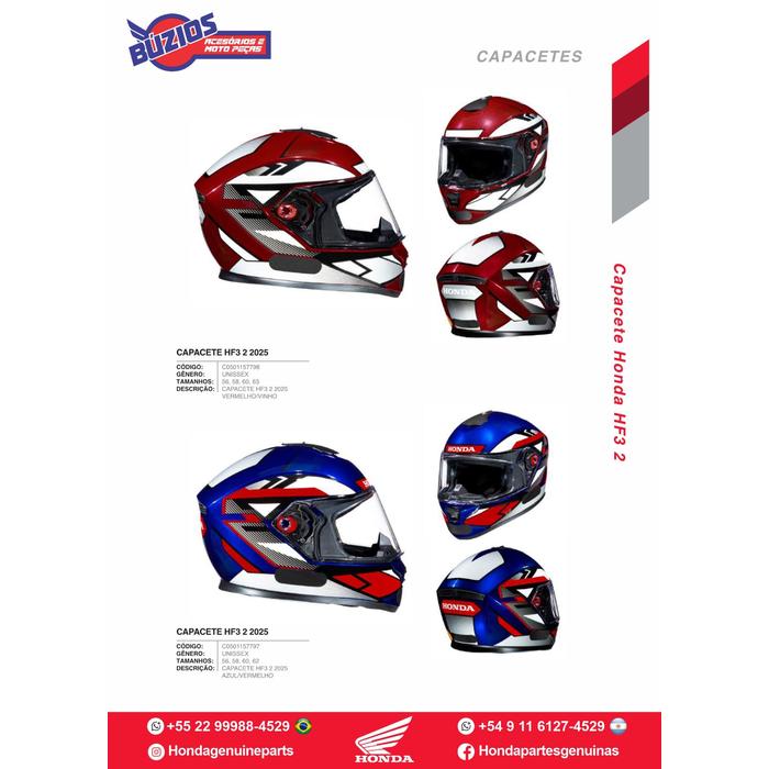 C0501157797 Capacete Honda HF3 2 FAN 2025 Original